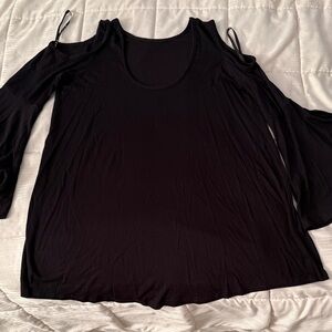 Elegant Black Women's Cold Shoulder Top